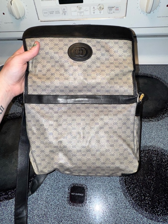 Gucci Handbags - VTG Gucci Micro GG Logo Canvas & Navy Leather Crossbody Shoulder Bag